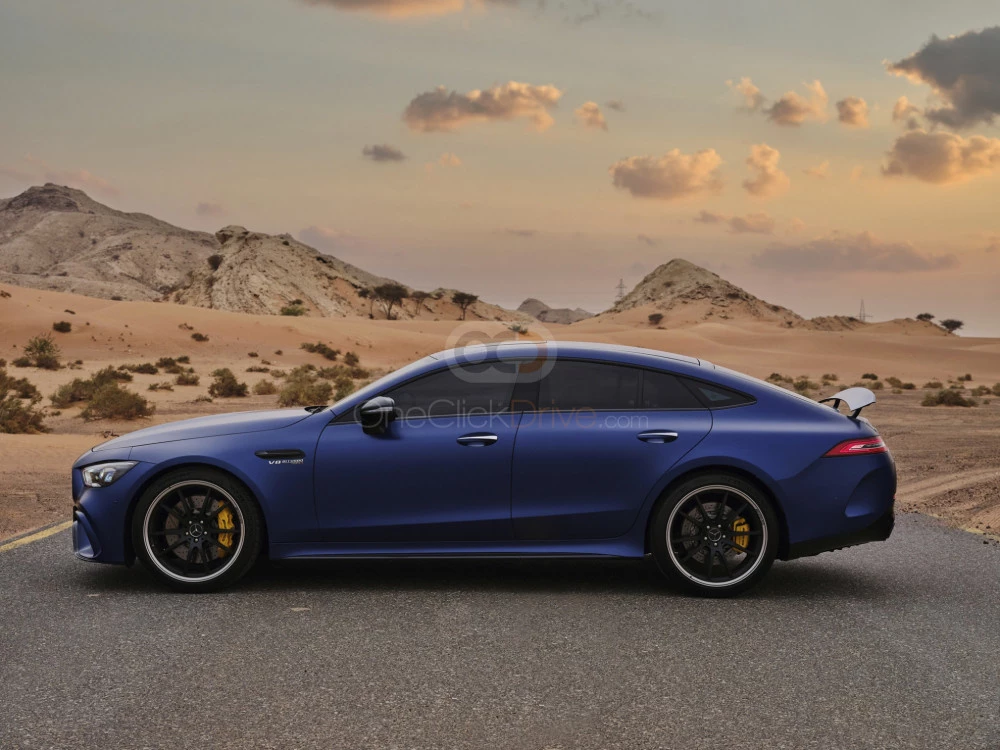 Blue Mercedes Benz AMG GT 63 2020 for rent in Abu Dhabi 3